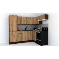 Bucatarie de Colt GENA NEW 4 DR. 160-230, Fara Corp de Cuptor, Wenge / Decor K365